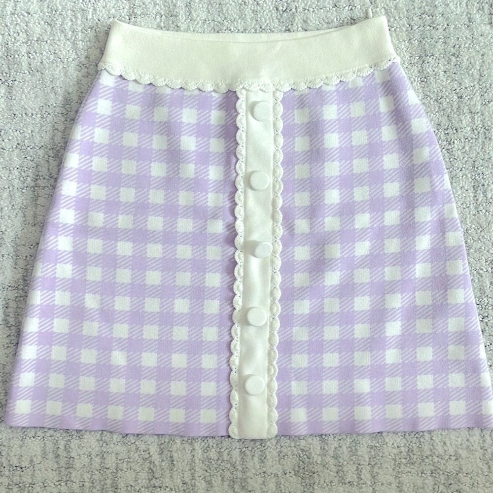 MAJE Gingham Plaid Knit Skirt F36 S size